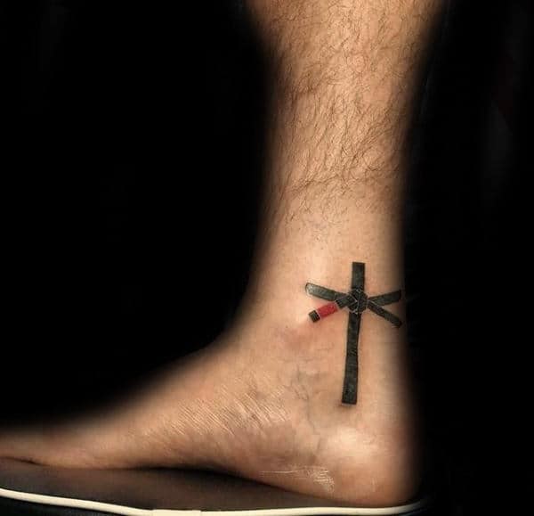 Small Guys Jiu Jitsu Belt Ankle Tattoo