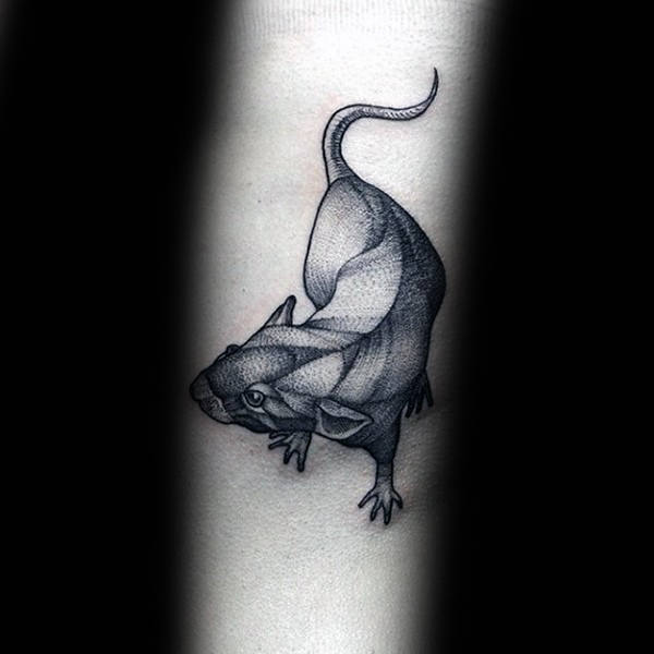Small Guys Rat Tattoo With Dotwork Design