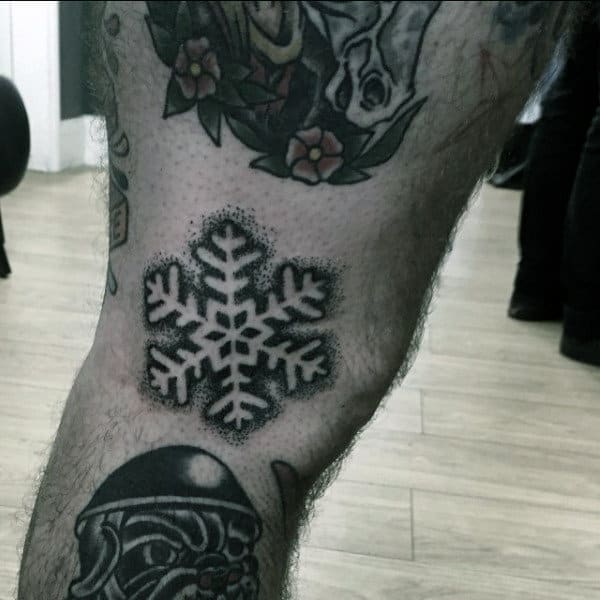 Small Guys Snowflake Lower Leg Tattoos
