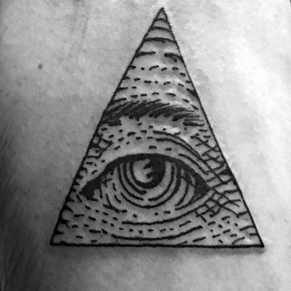 Small Guys Traditional Eye Of Providence Tattoo On Back