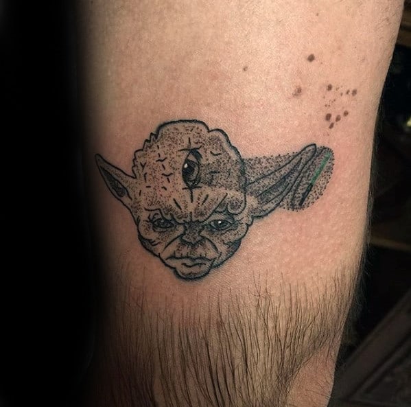 Small Guys Yoda Abstract Thigh Tattoo Designs