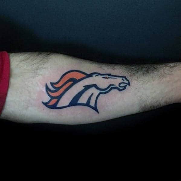 Small Inner Forearm Denver Broncos Mens Nfl Tattoo Ideas