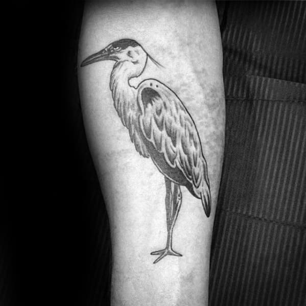 Small Inner Forearm Heron Tattoos For Gentlemen