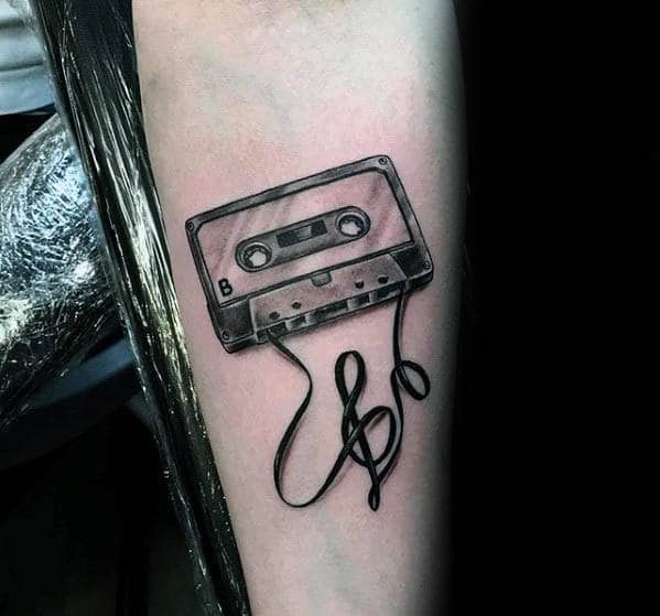 Small Inner Forearm Male Cassette Tape Tattoos