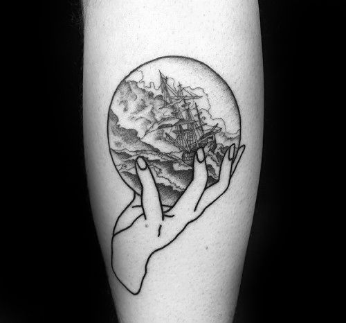 Small Inner Forearm Male Tattoo With Crystal Ball Design