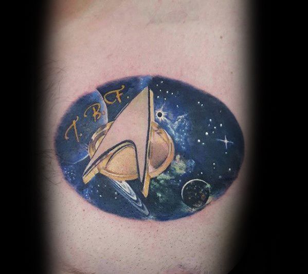 Small Inner Forearm Outer Space Male Star Trek Tattoo Ideas