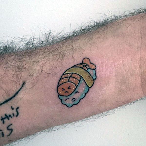 Small Inner Forearm Sushi Tattoo Ideas For Males
