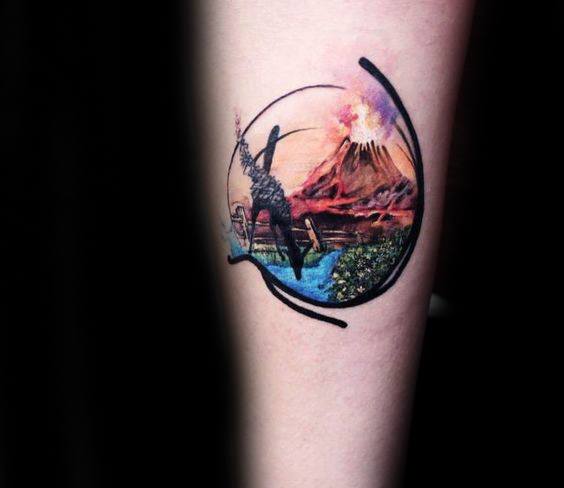 Small Inner Forearm Volcano Guys Tattoos