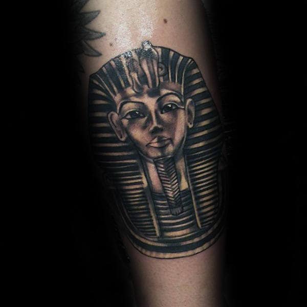 Small King Tutankhamun Male Inner Forearm Tattoos