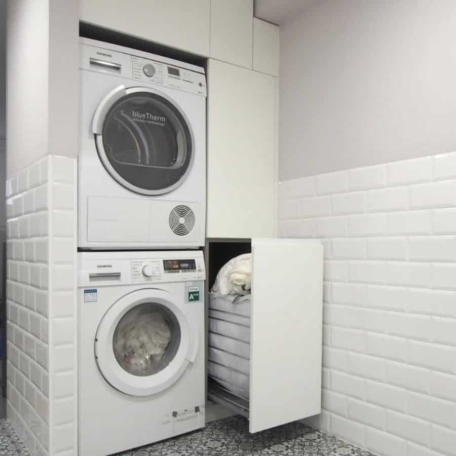 small laundry room vertical washer and dryer pull out cabinets