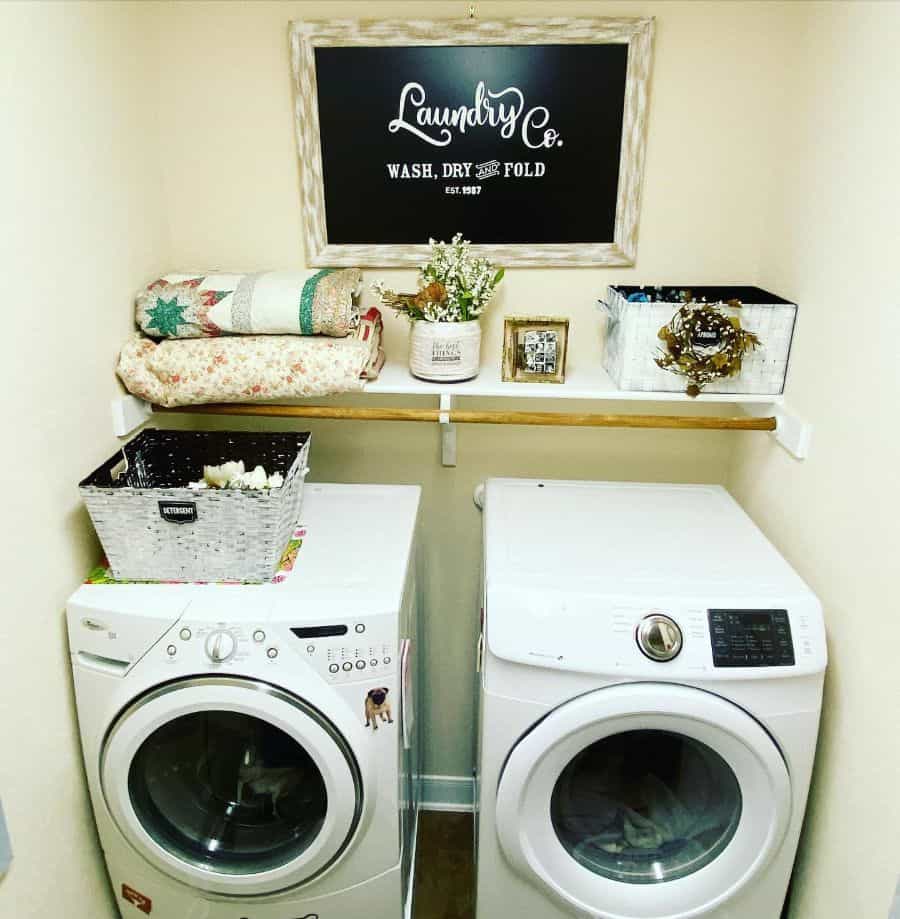 washer and dryer in rustic laundry