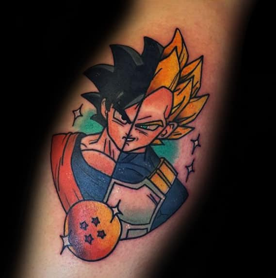 Small Leg Calf Tattoo Of Vegeta On Man