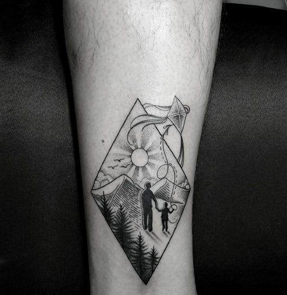 Small Leg Cool Kite Tattoo Design Ideas For Male