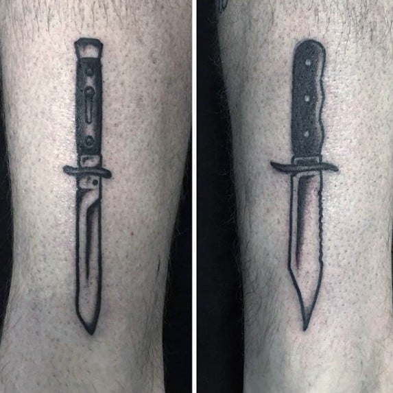 Small Leg Male Switchblade Tattoo Design Inspiration