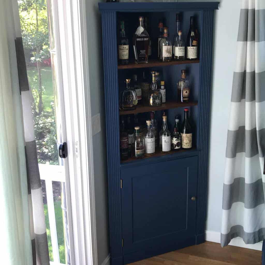 blue corner small liquor cabinet