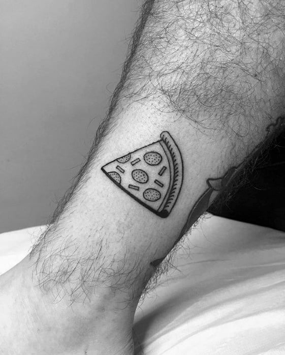 Small Lowe Leg Simple Pepperoni Pizza Mens Tattoo Designs