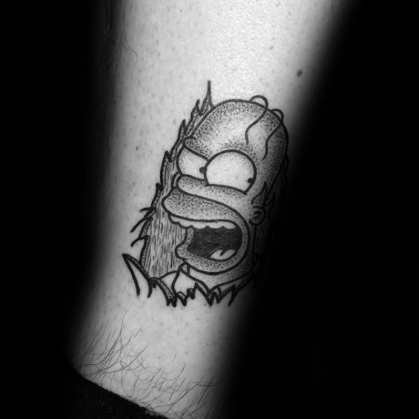 Small Lower Leg Male Homer Simpson Tattoo Designs