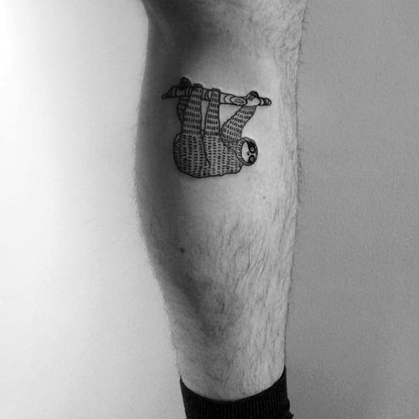Small Lower Leg Male Tattoo Of Sloth