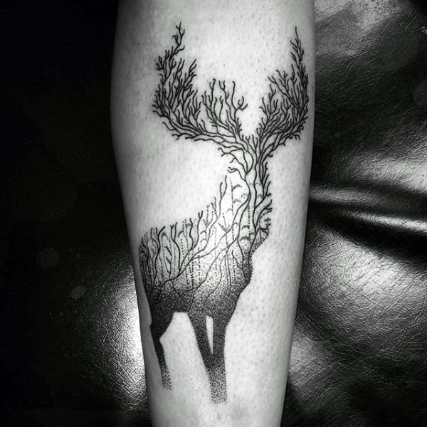 Small Male Deer Hunter Tattoos