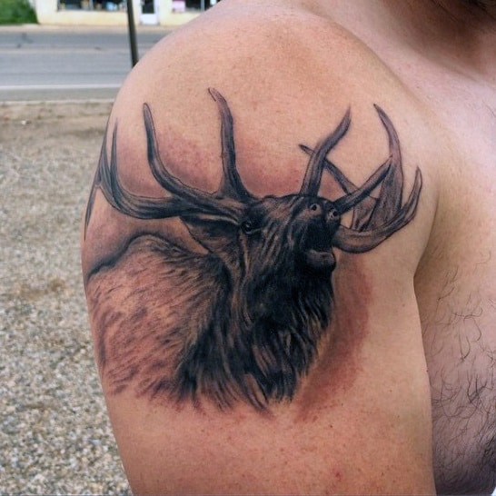 Small Many Men's Hunting Deer Tattoos On Arm