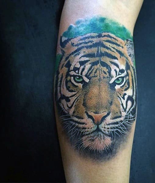 Small Masculine Tiger Face Tattoo Designs