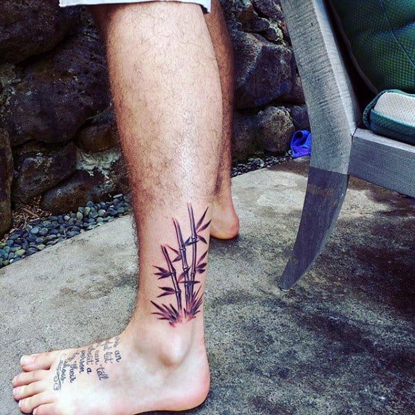 Small Mens Ankle Bamboo Tattoo Ideas