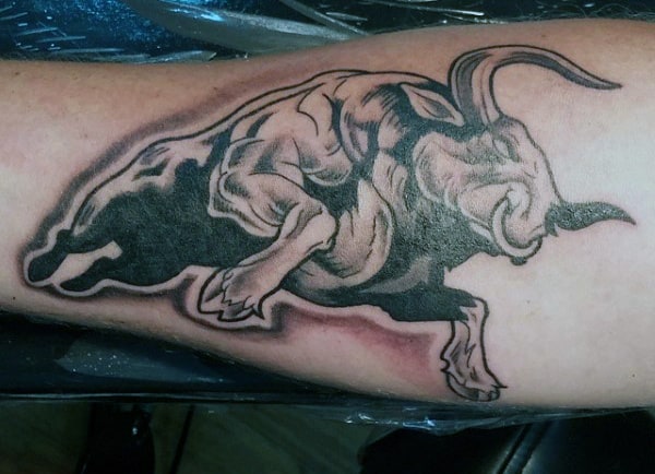 Small Men's Bicep Bull Tattoo