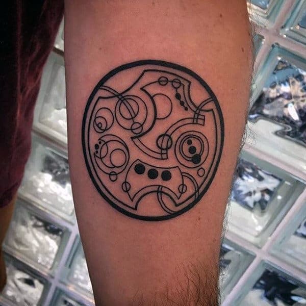 Small Mens Gallifreyan Inner Forearm Tattoo Designs