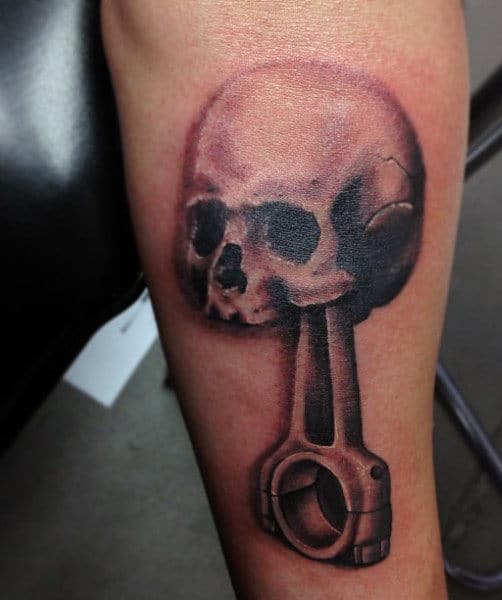 Small Men's Tattoos With Piston And Skull