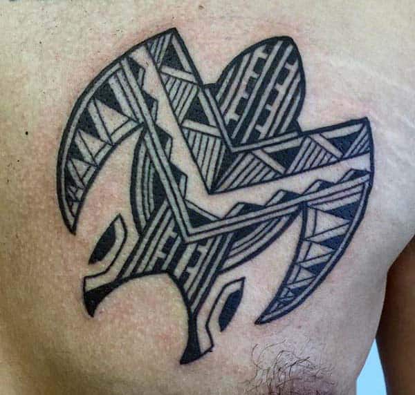 Small Mens Tribal Turtle Chest Tattoo Designs