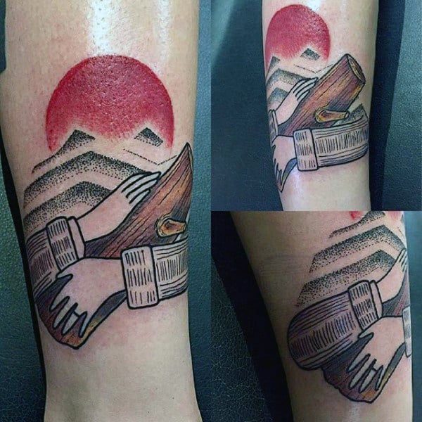 Small Mens Twin Peaks Wrist Tattoos