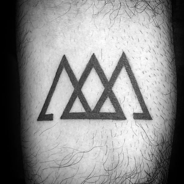 Small Minimalist Guys Three Triangles Tattoo On Arm