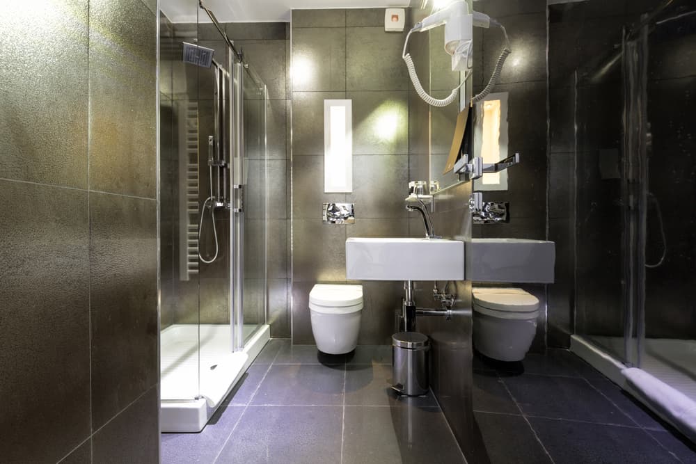 dark tile modern bathroom