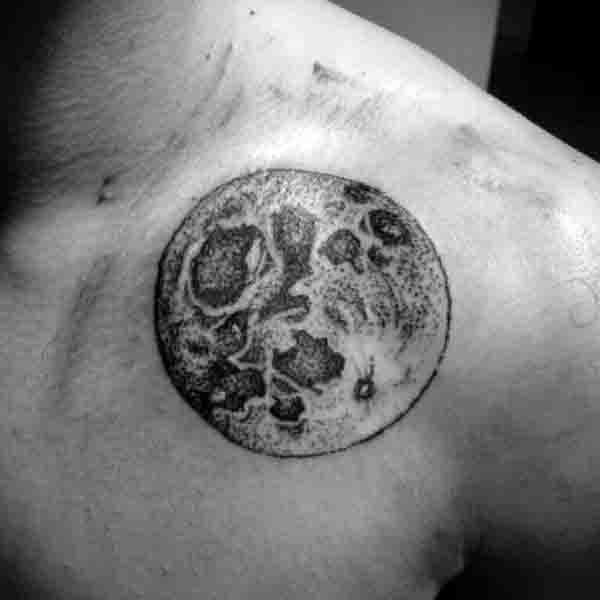 Small Moon Tattoos For Men On Upper Chest