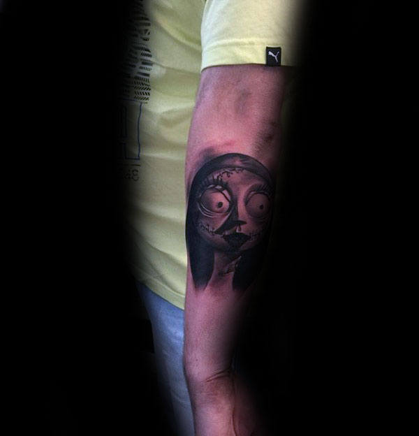 Small Night Before Christmas Sally Mens Outer Forearm Tattoos