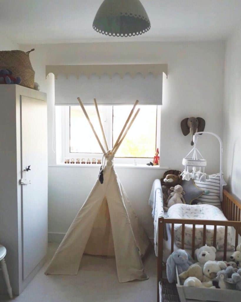 small nursery teepee wood crib stuffed animal toys