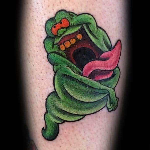 Small Old School Arm Ghostbusters Mens Tattoo Ideas