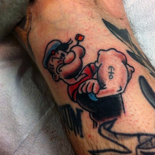 Small Old School Sailor Jerry Style Mens Popeye Tattoo On Arm