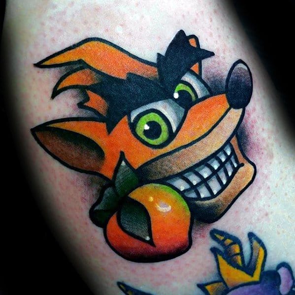 Small Old School Traditional Arm Crash Bandicoot Mens Tattoo Ideas