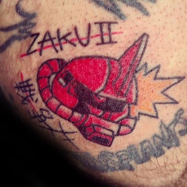 Small Old School Traditional Gundam Male Tattoos