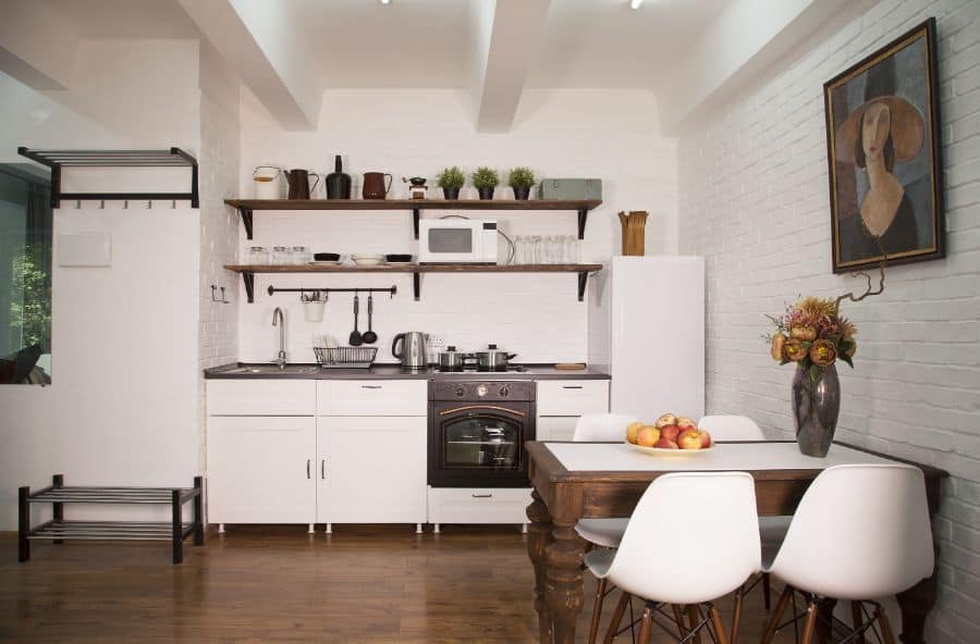 small open white kitchen