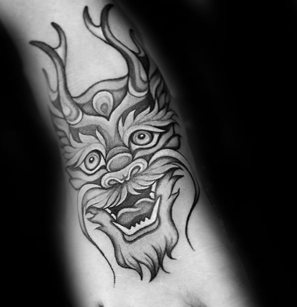 Small Ornate Mens Dragon Foot Tattoo