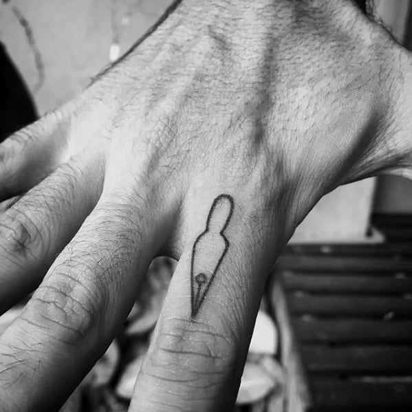 Small Pen Tip Mens Unique Finger Tattoo Designs