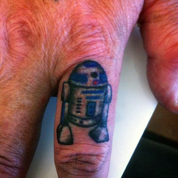 Small Rd2d Finger Tattoo For Males