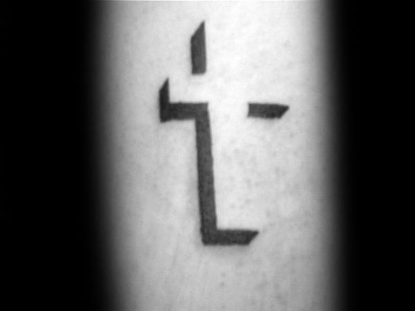 Small Simple 3d Cross Mens Arm Tattoo Ideas