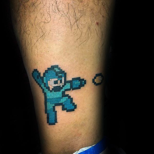 Small Simple 8 Bit Megaman Video Game Tattoos For Gentlemen