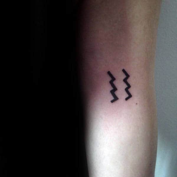 Small Simple Aquarius Sign Mens Inner Arm Tattoos
