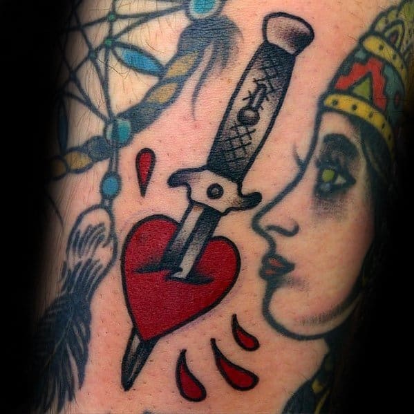 Small Simple Arm Mens Tattoo With Switchblade Design