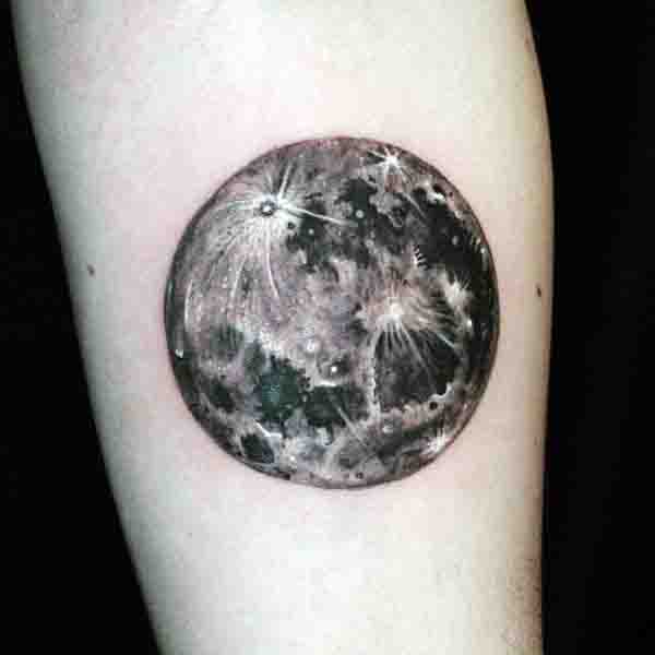 Small Simple Detailed Mens Moon Tattoo