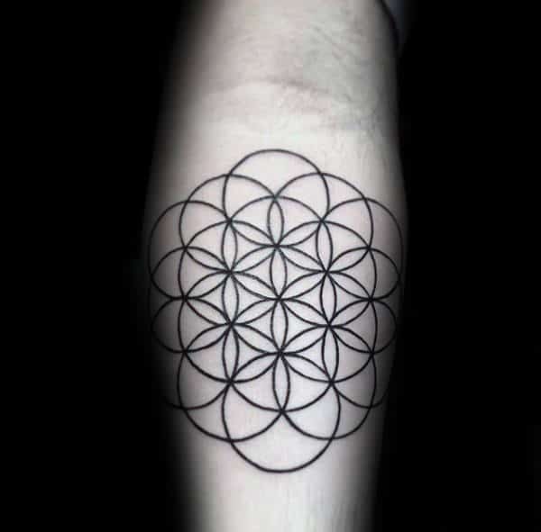 Small Simple Flower Of Life Tattoos For Men On Inner Arm